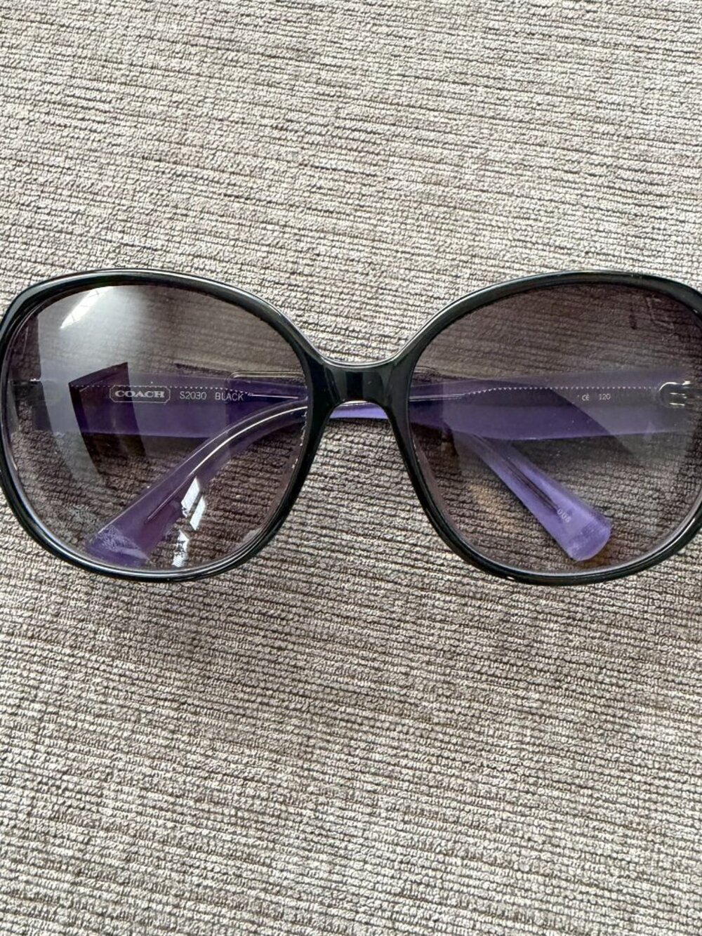 Coach S2030 Oversized Black & Purple Sunglasses with Case